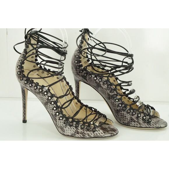 Jimmy Choo Koko Snake Ankle Lace Up Strappy Sandals Size 38.5 NIB Heels $1650 - Picture 3 of 11
